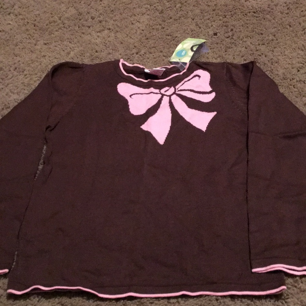 NWT Vintage Gymboree Giraffe Club brown pink bow sweater Sz 7
